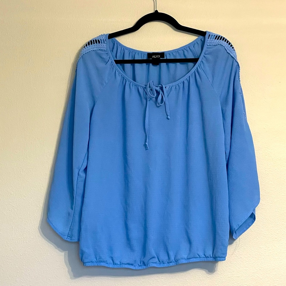 Powder blue 3/4 sleeve blouse